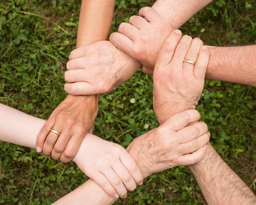 Group of diverse people in a circle