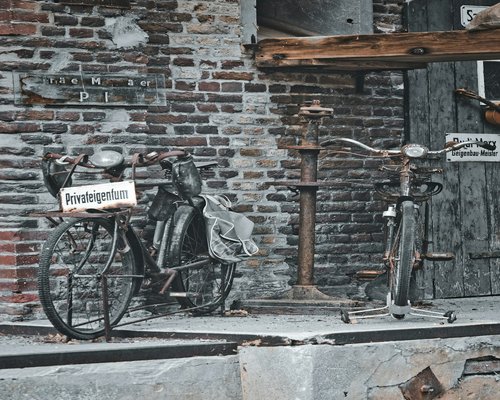 Rusty machinery in old industrial building