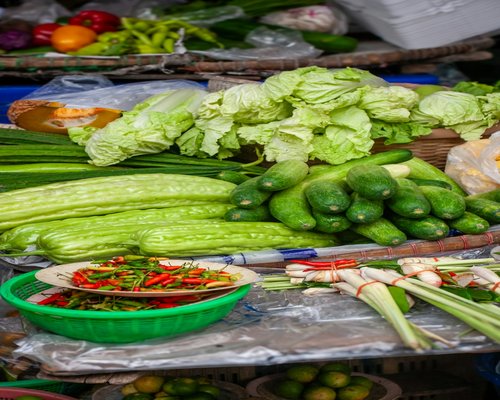 Fresh local vegetables in a market